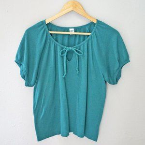 Old Navy Teal Light Weight Gauze Peasant Top